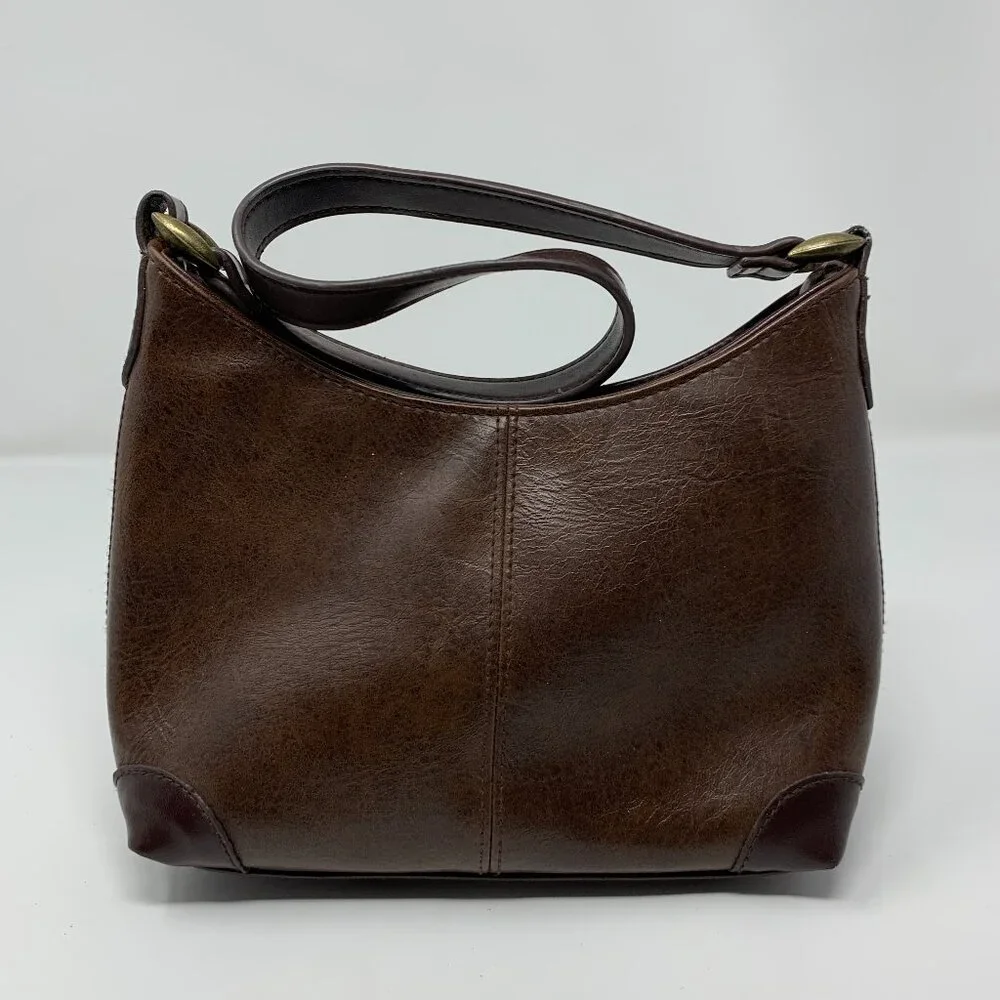 Vintage Leather Shoulder Bag Women‎ Brown Hobo Purse Zip Pocket